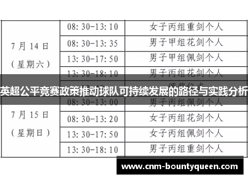 英超公平竞赛政策推动球队可持续发展的路径与实践分析